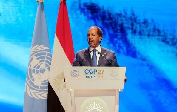 الرئيس الصومالي يلقي خطابا في مؤتمر تغير المناخ العالمي
