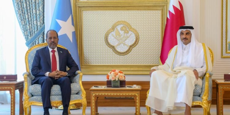 الرئيس الصومالي يجتمع مع أمير دولة قطر في الدوحة